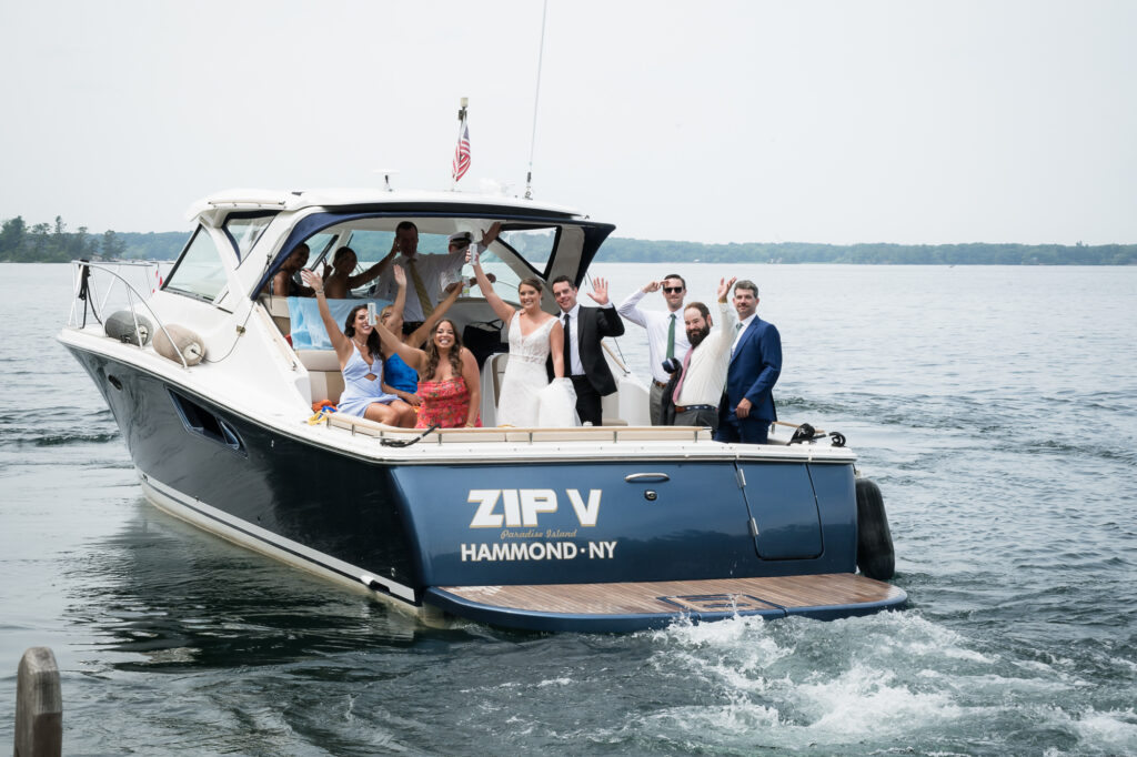 wedding photographers boat to wellesley island