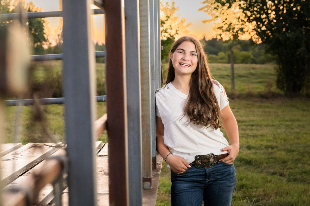 Canton High School senior Bella during her senior portrait session showcasing her hobbies and rural lifestyle.