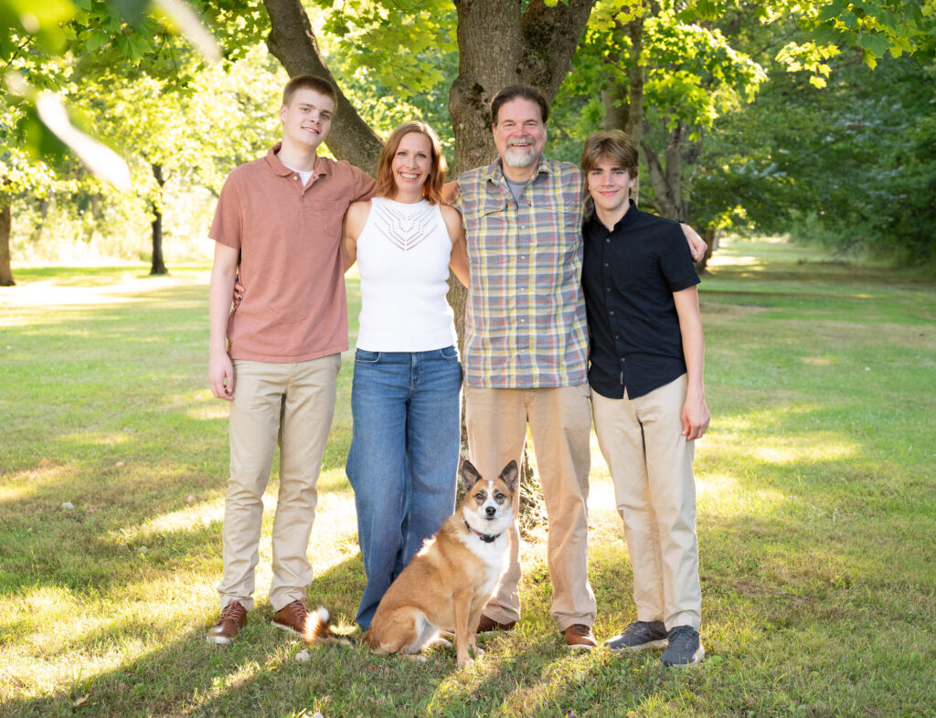 Canton High School senior photo session with dog at Avenue of Elms in northern NY