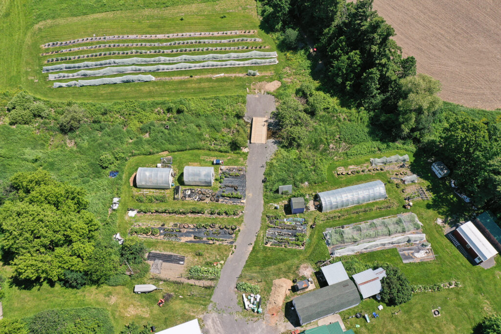 Drone overhead view of farm